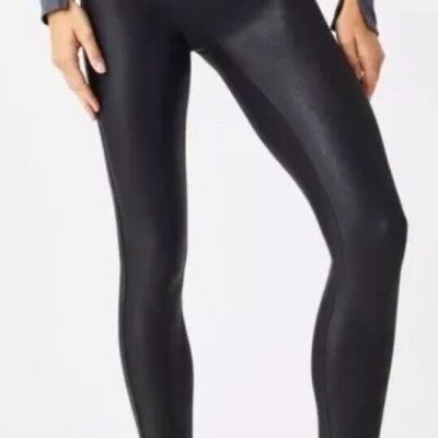 Spanx Leggings Women’s M   Black Faux Leather Liquid Look High Rise NEW NWOT